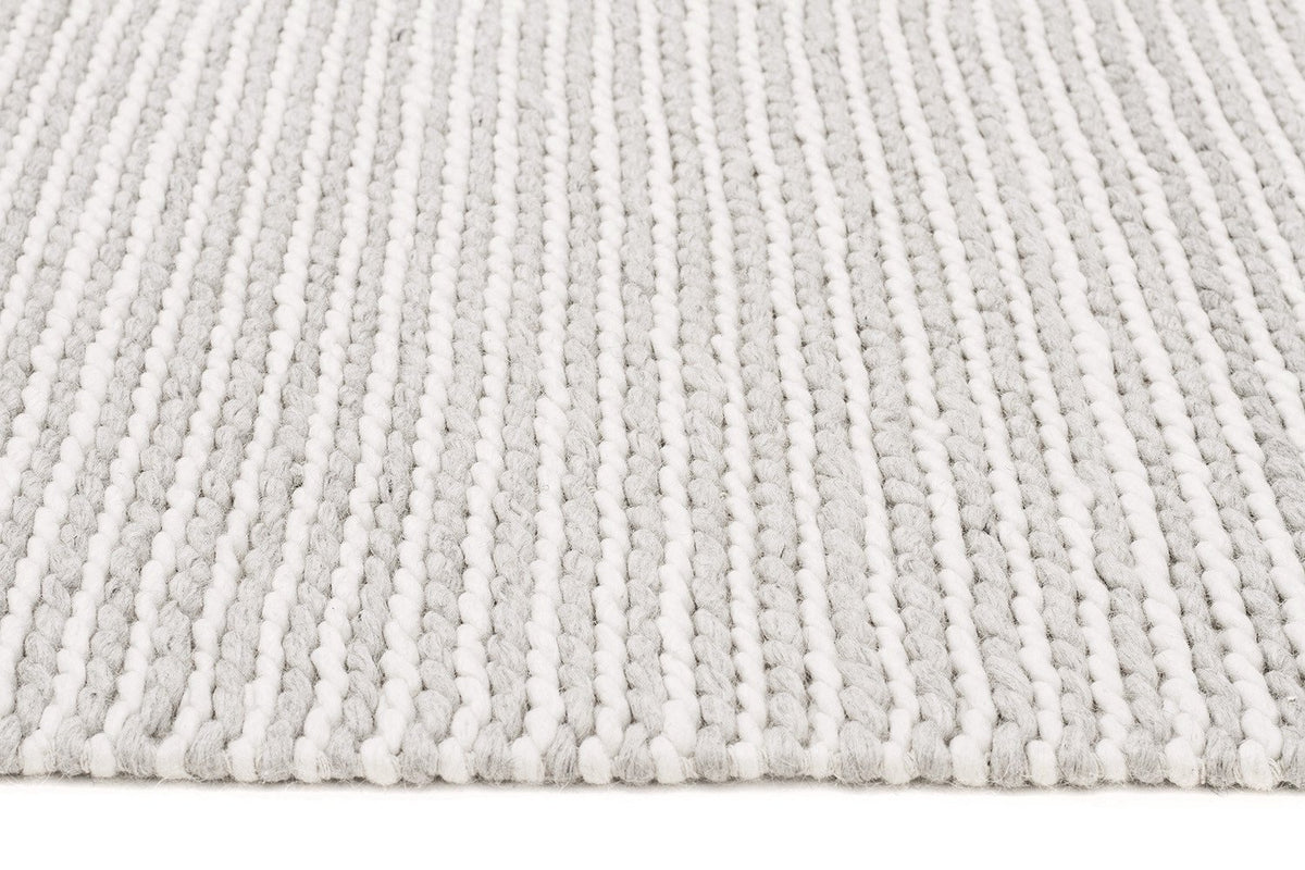 Carina Scandinavian Grey & White Hand Braided Wool Rug
