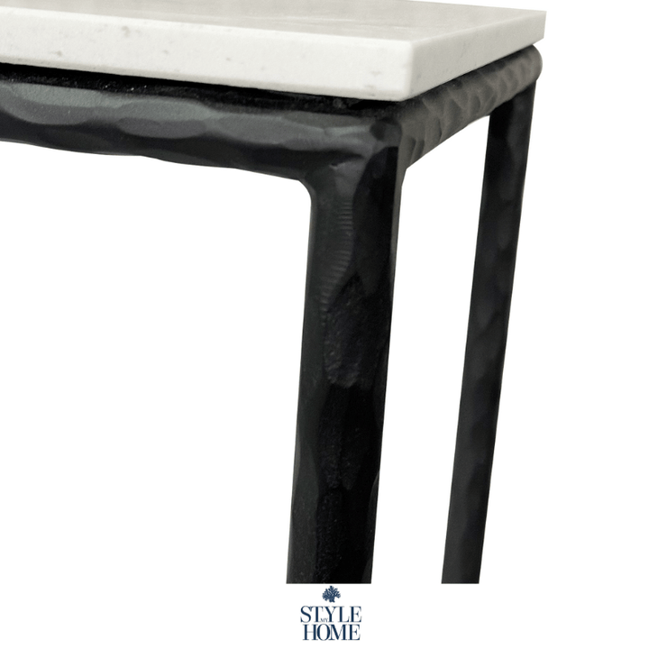 Soho Forged Black Console Table With Marble Top