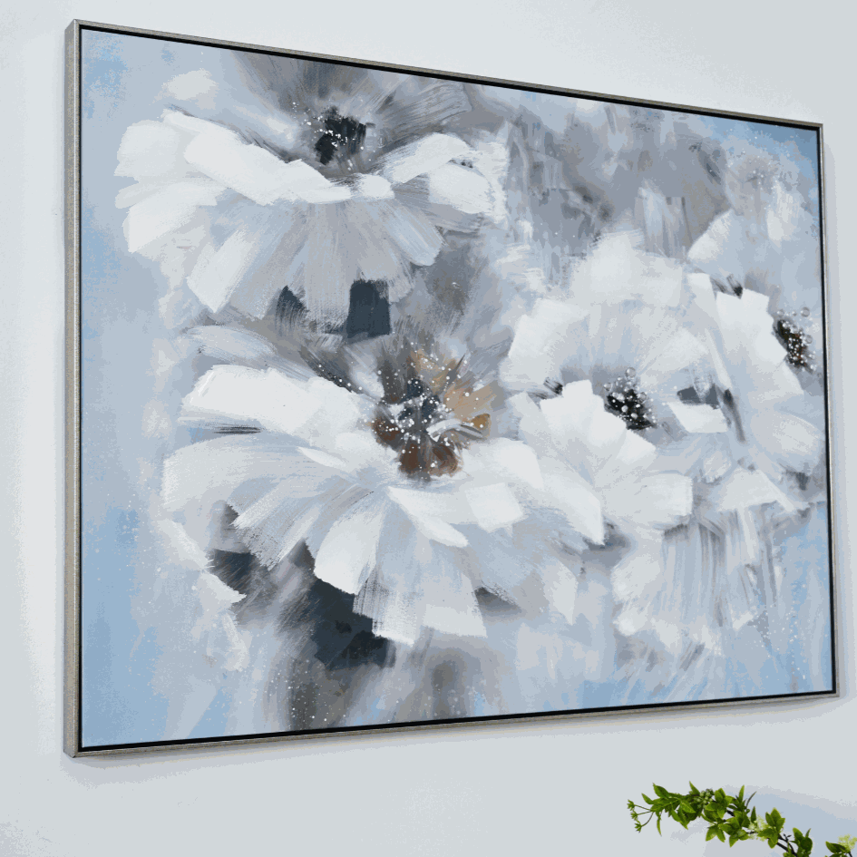 Landscape lightweight canvas featuring large brushstrokes in a free motion to create abstract florals