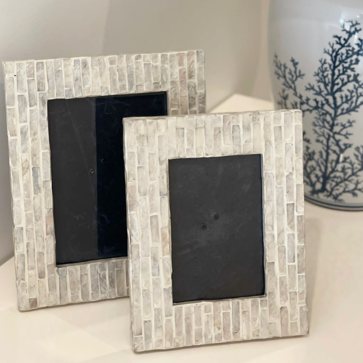 Tiled Grey Mother Of Pearl Photo Frame - 2 Sizes