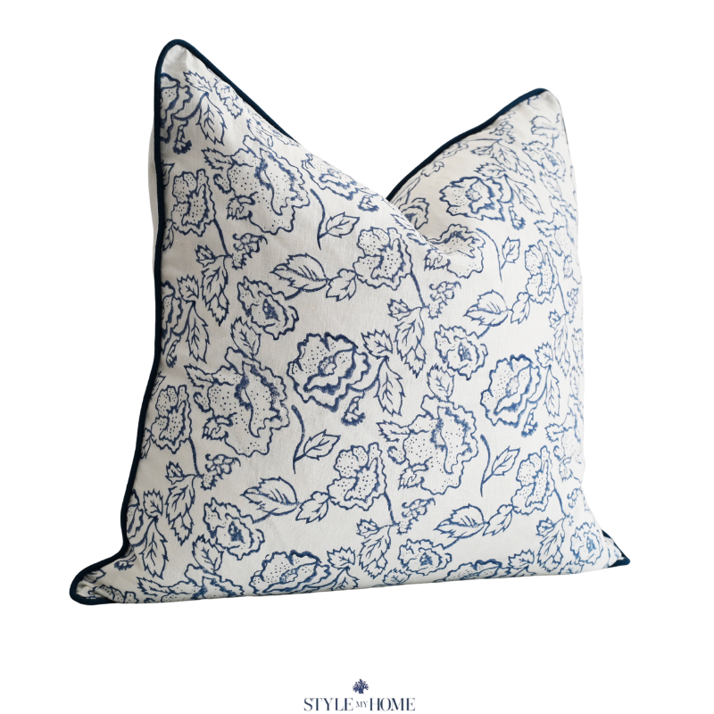 Stuart Desert Rose Block Print 60cm X 60cm Linen Cushion