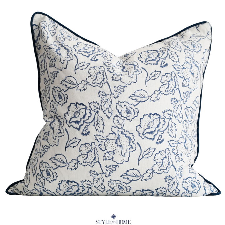 Stuart Desert Rose Block Print 60cm X 60cm Linen Cushion