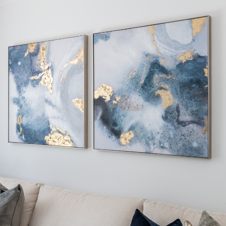 Swirling Gold 1 Canvas In Antique Silver Frame