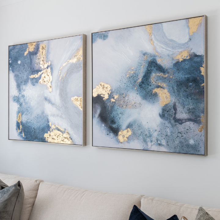 Swirling Gold 2 Canvas In Antique Silver Frame