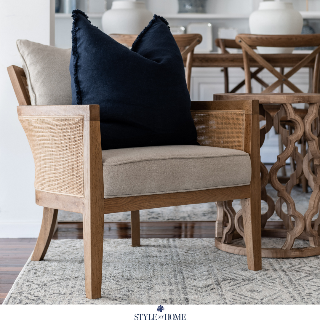 Valentina Rattan And Linen Arm Chair