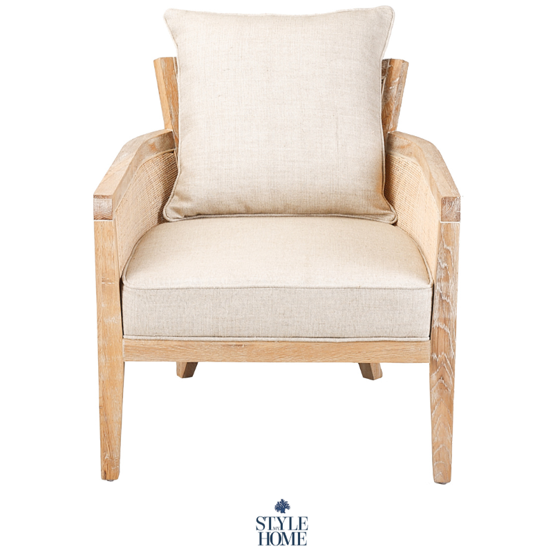 Valentina Rattan And Linen Arm Chair