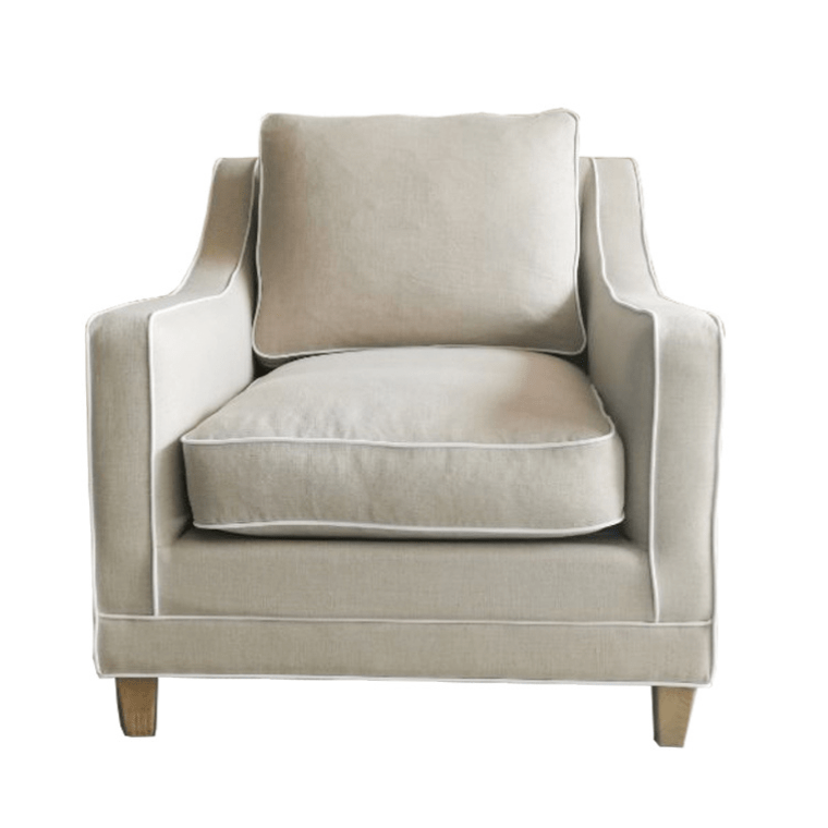 Hamptons linen armchair oatmeal