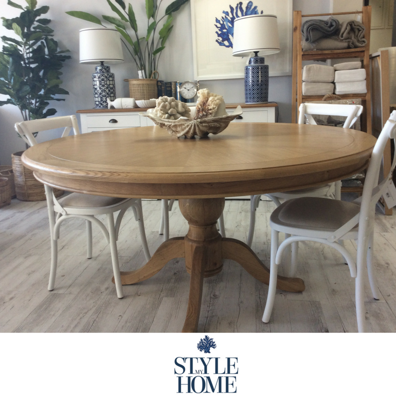 CHLOE natural oak Coastal Pedestal 6 Seat Table by Style My Home Australia Sydney Hamptons Country Coastal