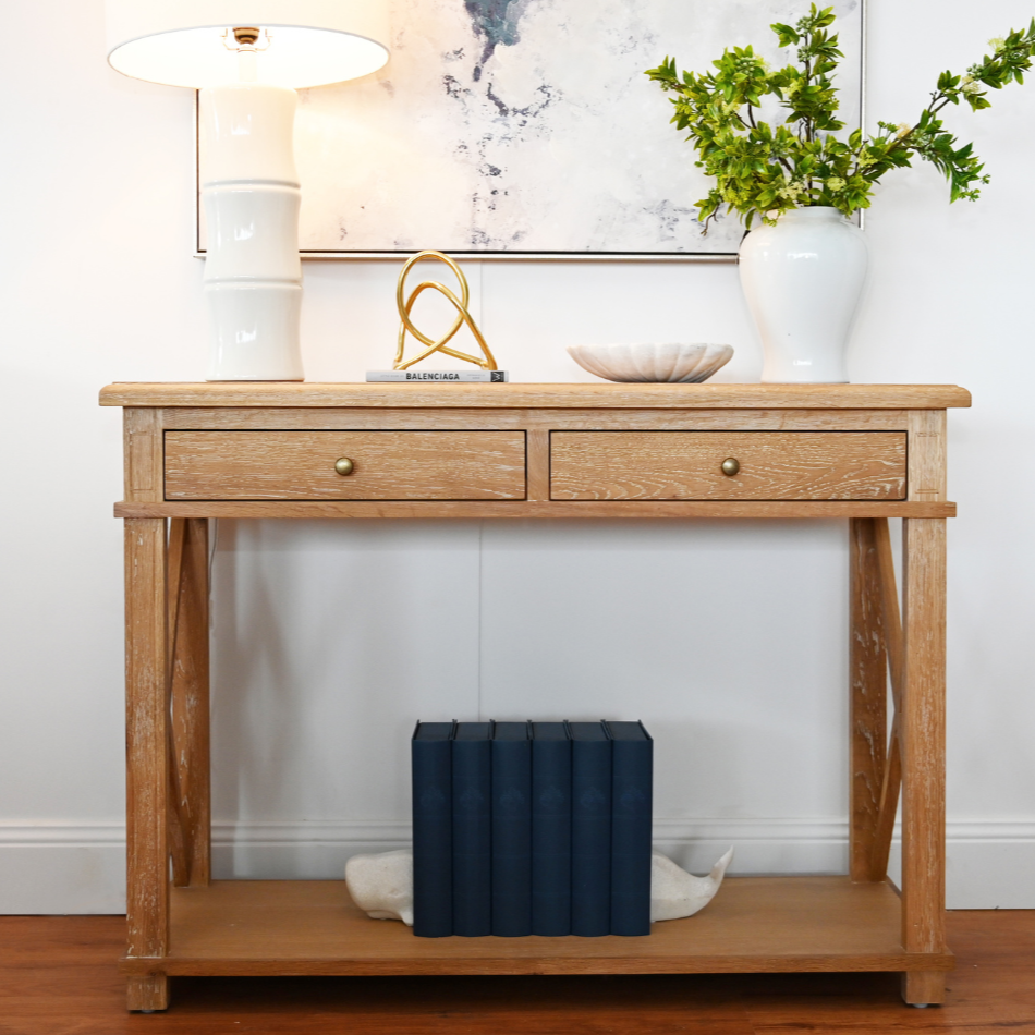 Hamptons cross leg console oak