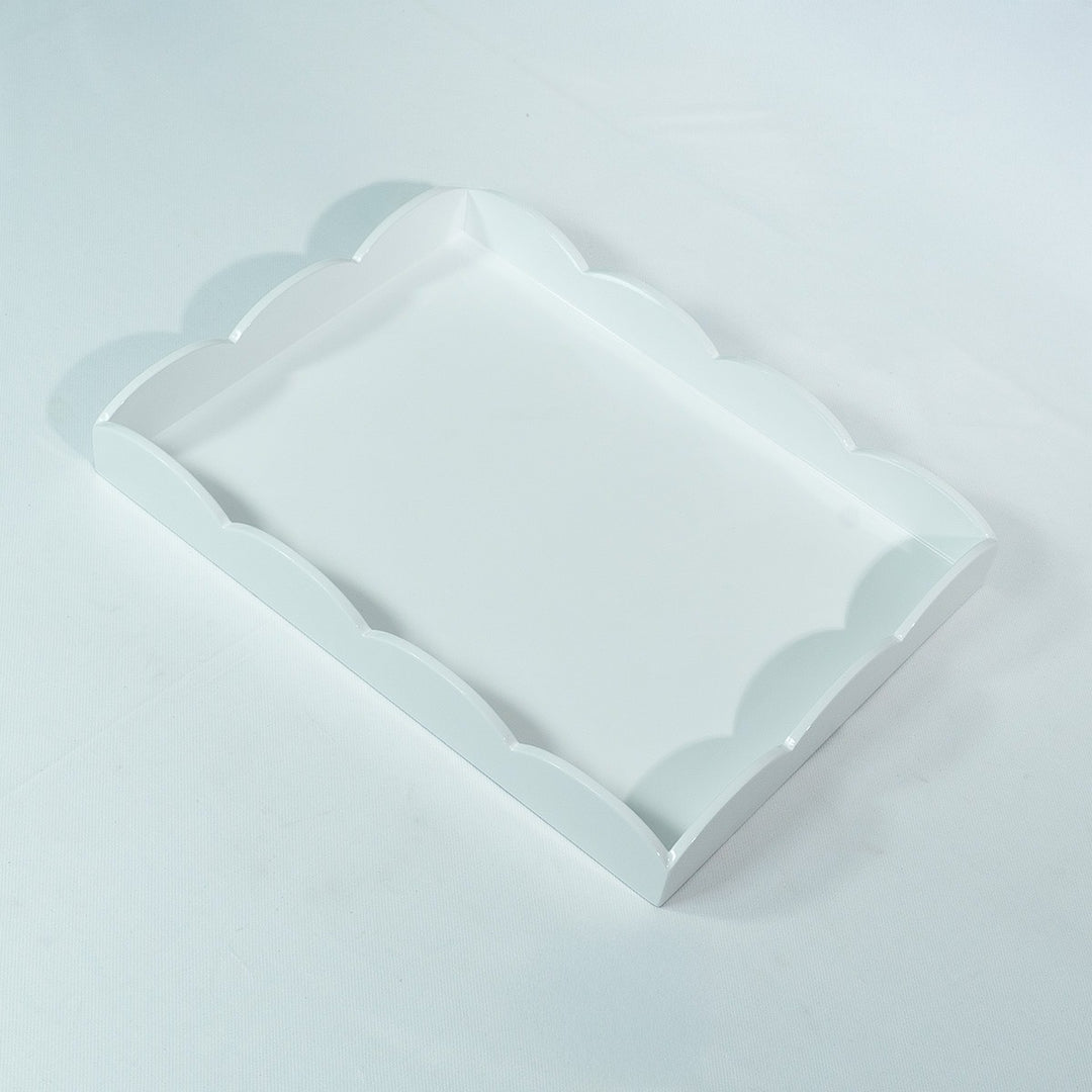 Scallop Rectangular White Lacquer Tray