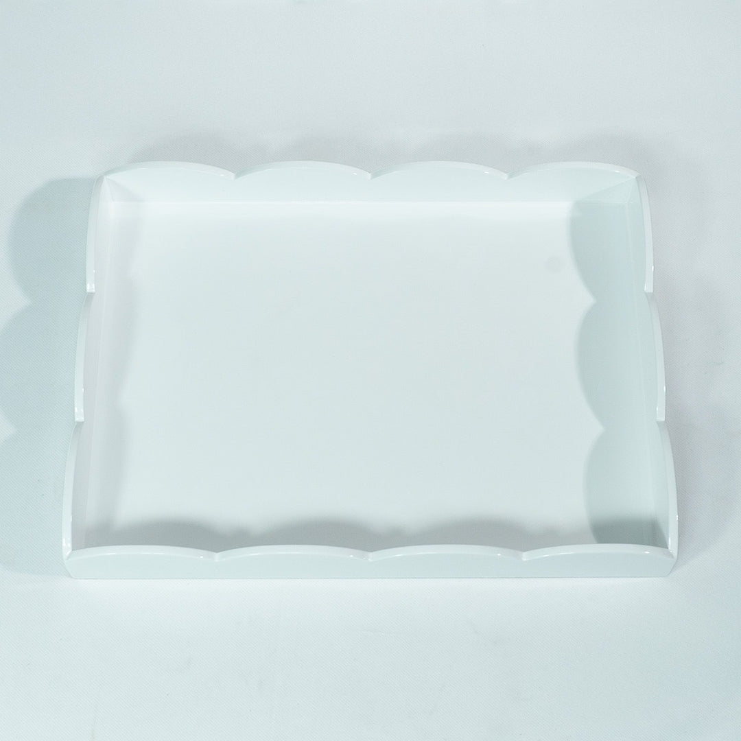 Scallop Rectangular White Lacquer Tray