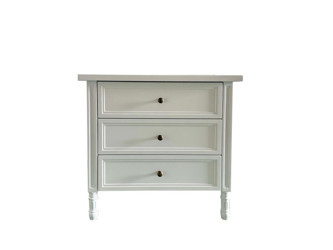 Large classic bedside table in satin white