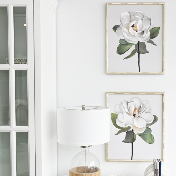 Magnolia 1 Small Canvas In Bamboo Champagne Frame