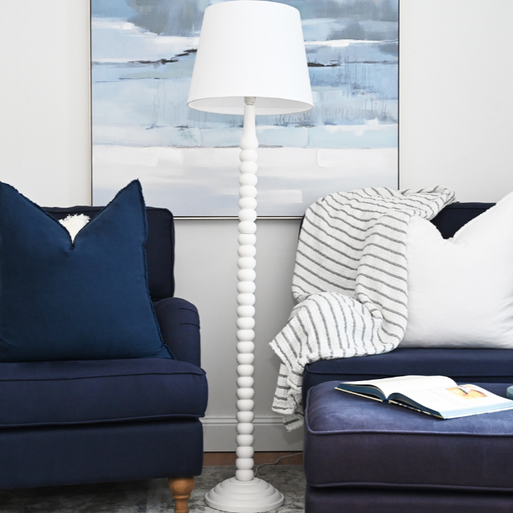 Bobbin White Timber Floor Lamp