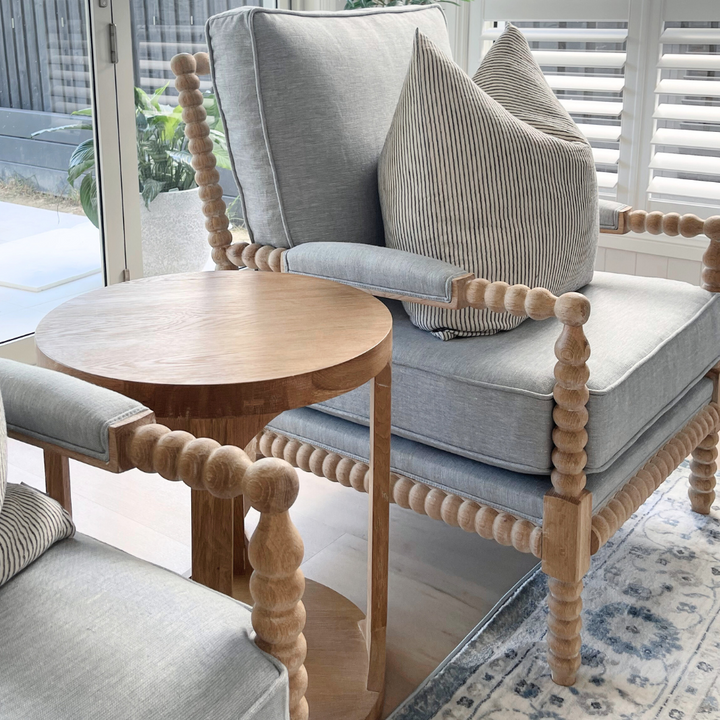 Bobbin Linen And Oak Armchair