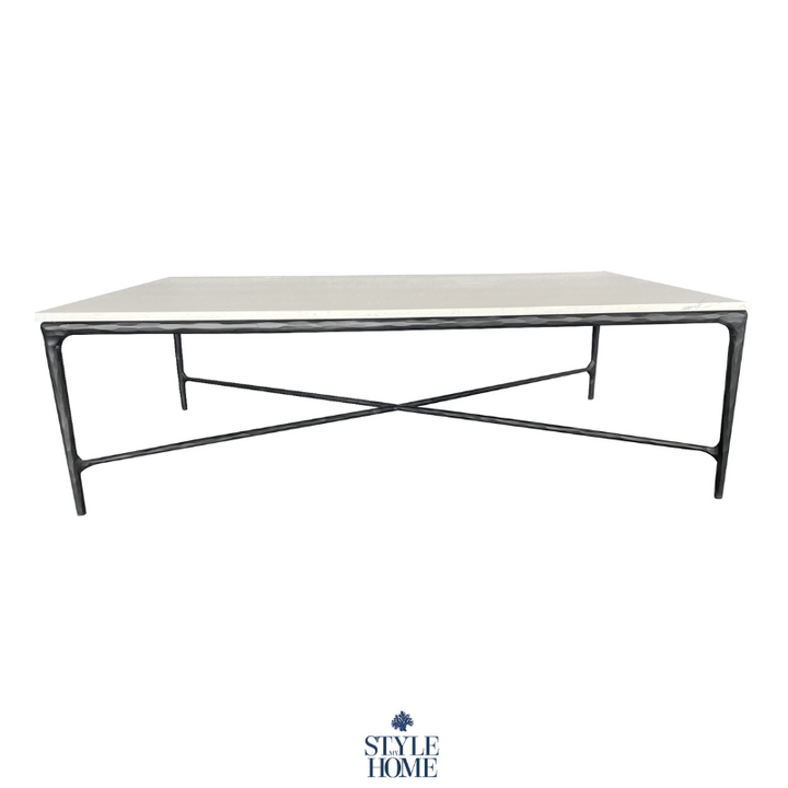 Soho Forged Black Rectangular Coffee Table With Marble Top