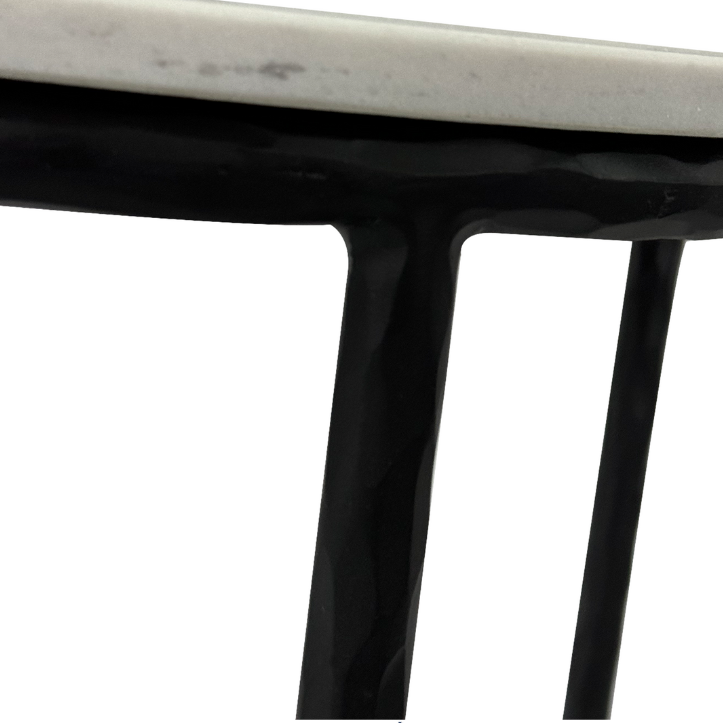 Soho Black Forged Curved Console Table With Marble Top