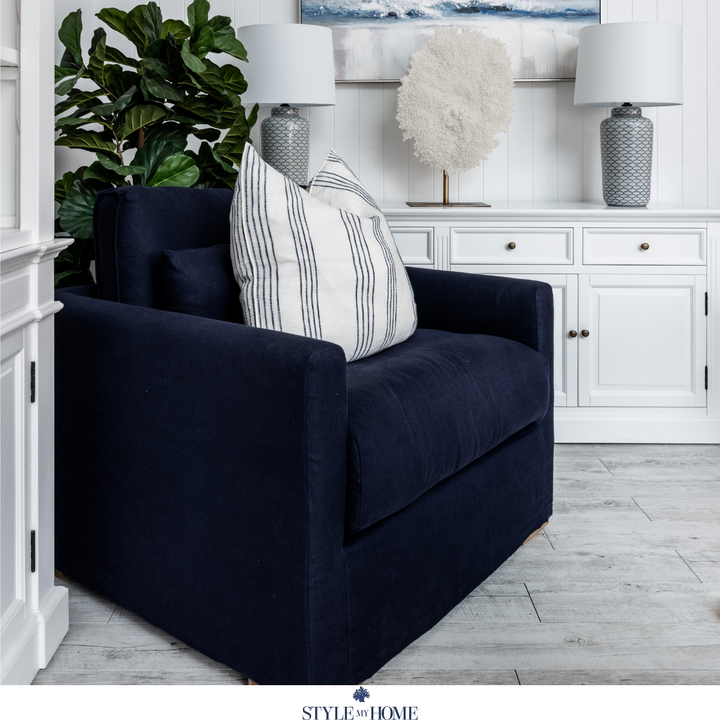 Hamptons slipcover armchair removable linen