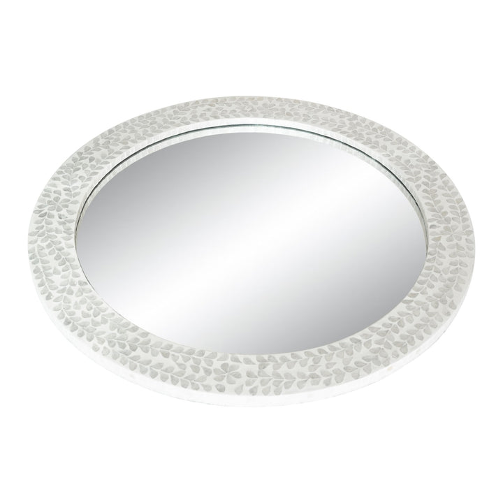 'Vine' Mother of Pearl Round Mirror 80cm