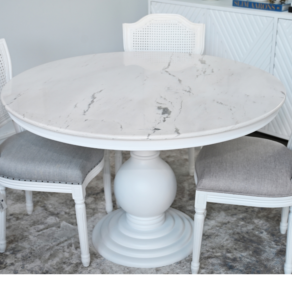 Alba Marble Round Table With White Base