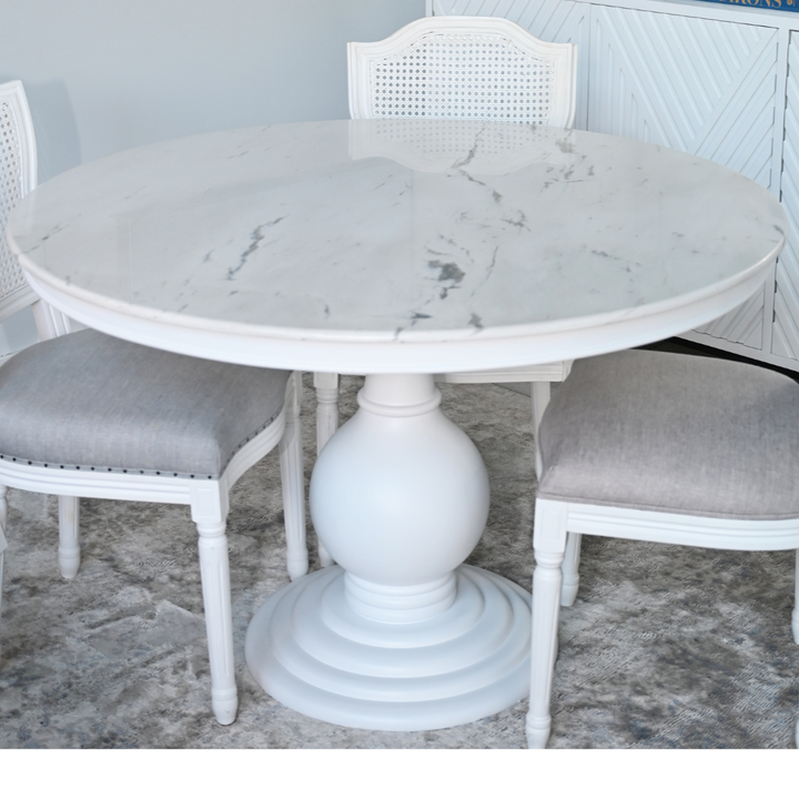 Alba Marble Round Table With White Base