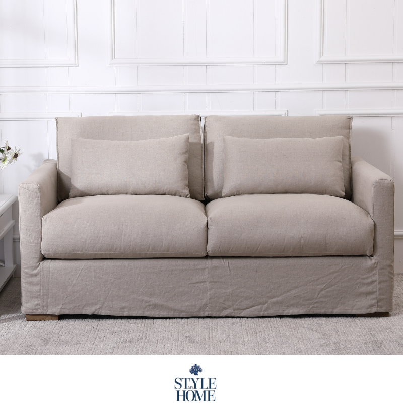 Coastal Hamptons linen slipcover sofa modern