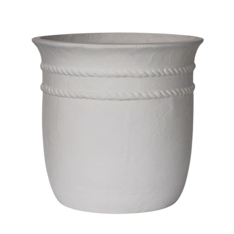 'Positano' Round White Fibre Clay Planter