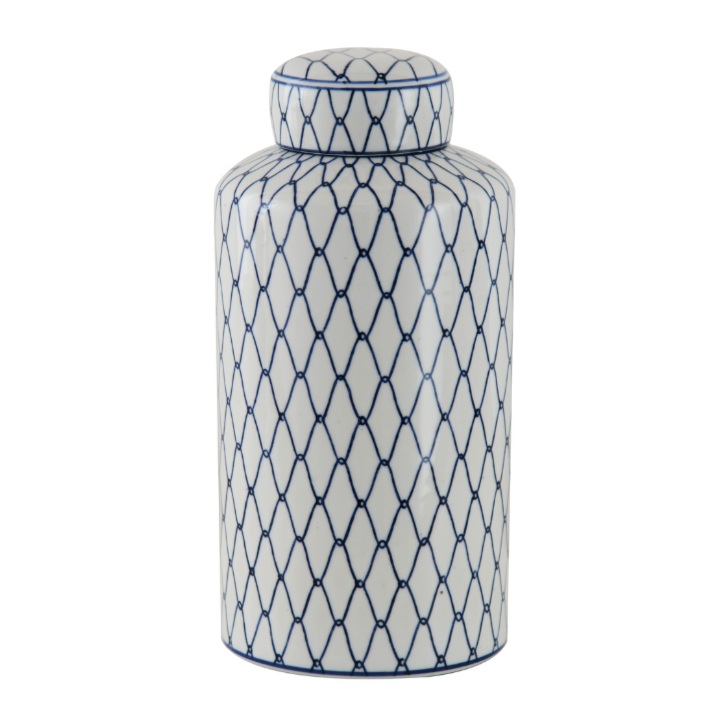 Diamond Blue And White Jar - 2 Sizes