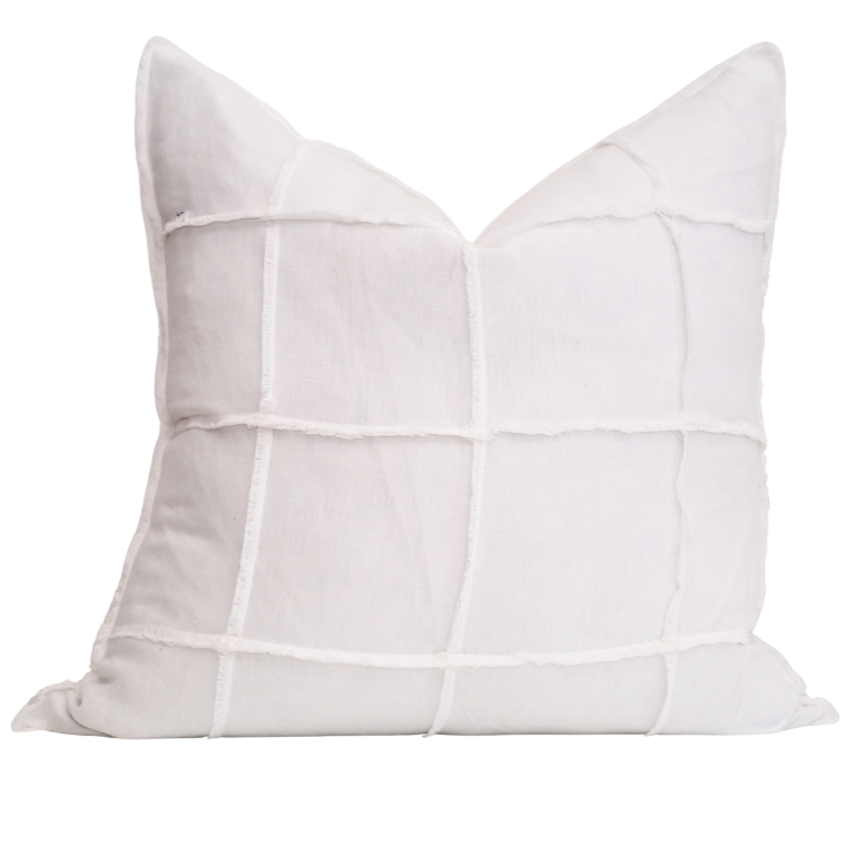 'Lucia' White Linen Cushion