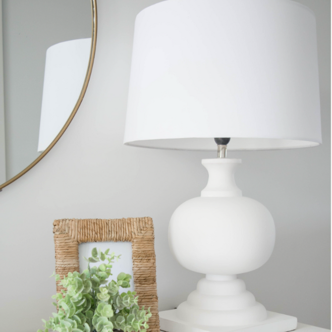 Aspen Turned Wood Table Lamp- Painted White