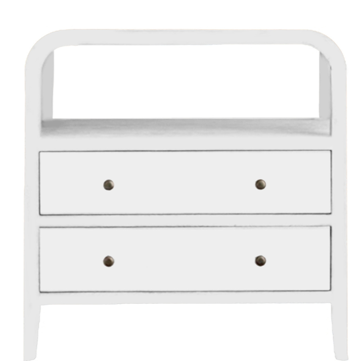 Hamptons curved  large bedside table white