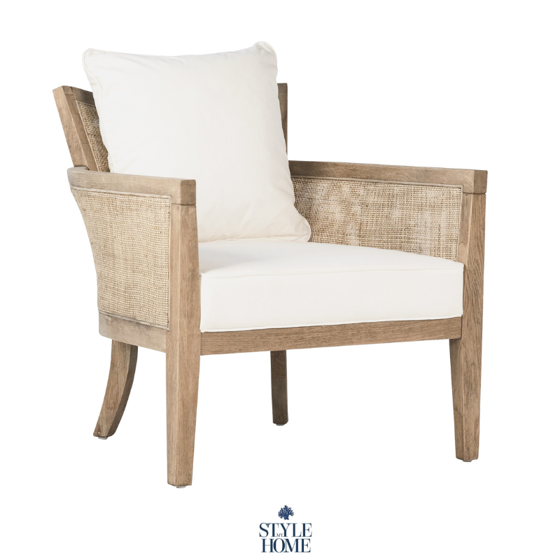 Valentina Rattan And Linen Arm Chair