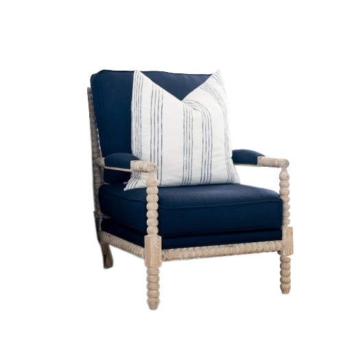 'Bobbin  Linen and Oak Armchair White and Duck Egg