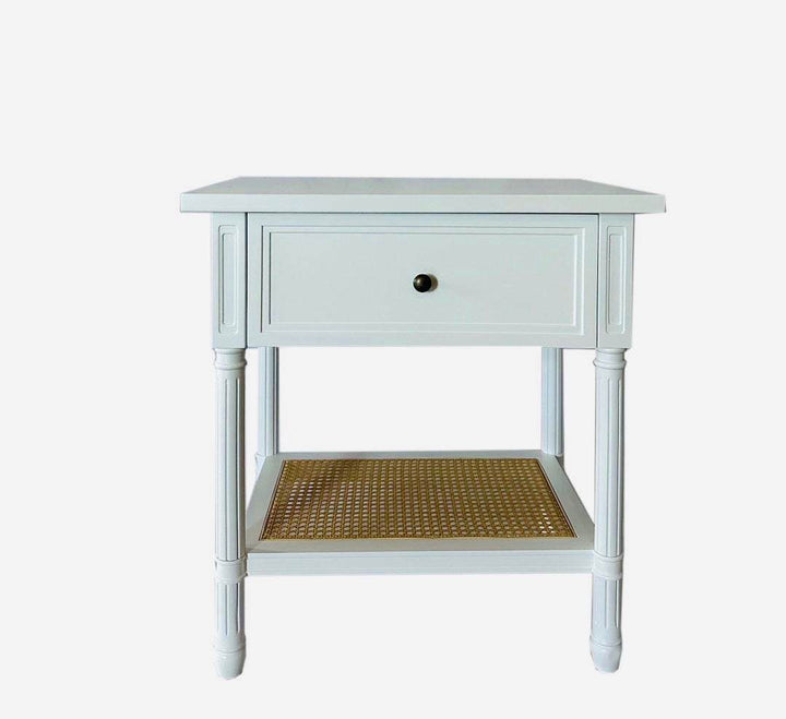 White coastal bedside table