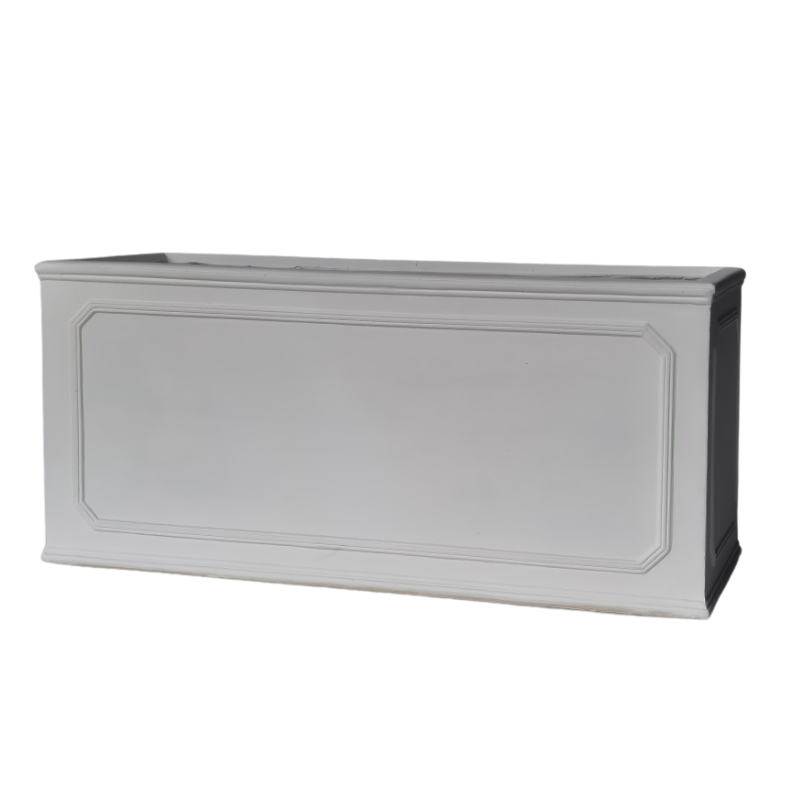 'Sorrento' White Rectangle  Fibre Clay Planter Box