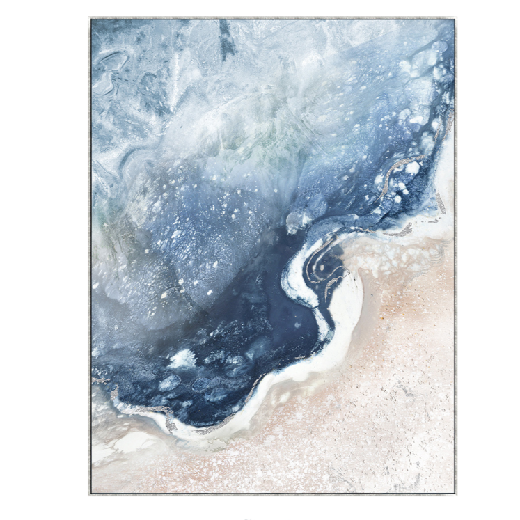 Wave Break Canvas In Antique Silver Frame