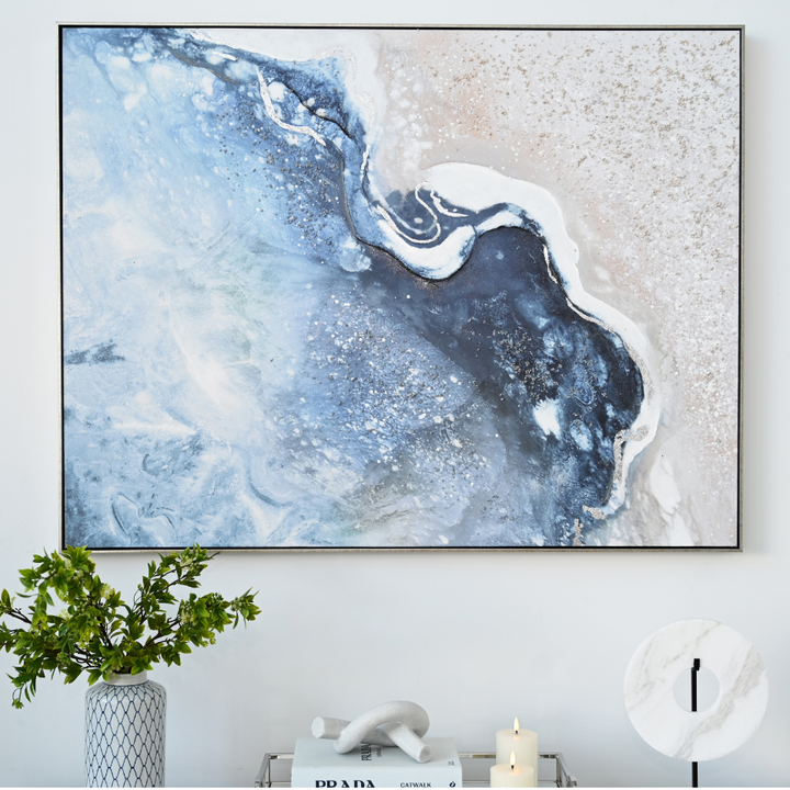 Wave Break Canvas In Antique Silver Frame