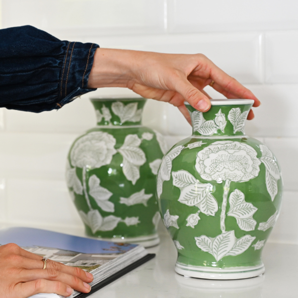 Hydrangea Green Ceramic Vase