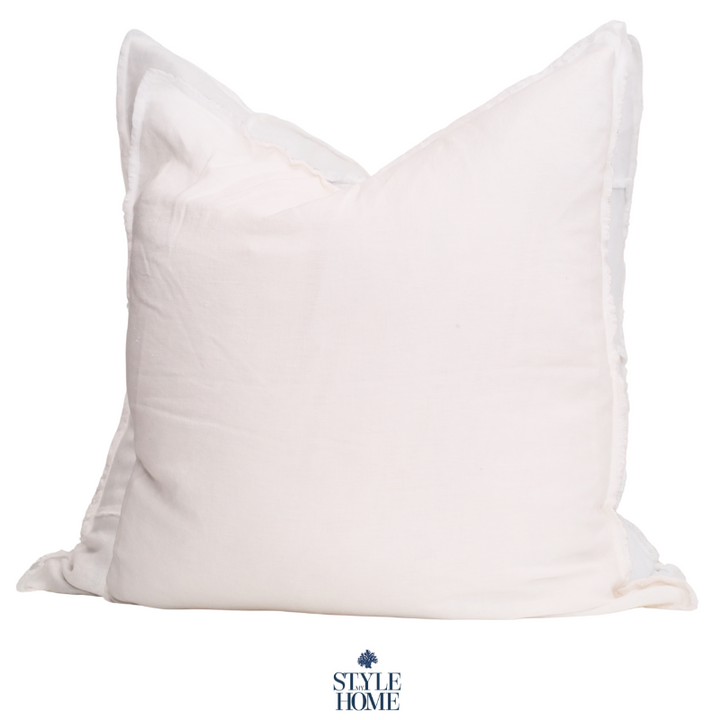 'Heather' White Linen Cushion