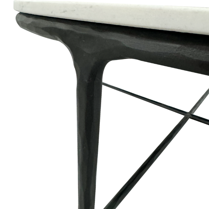 Soho Forged Black Round Coffee Table With Marble Top