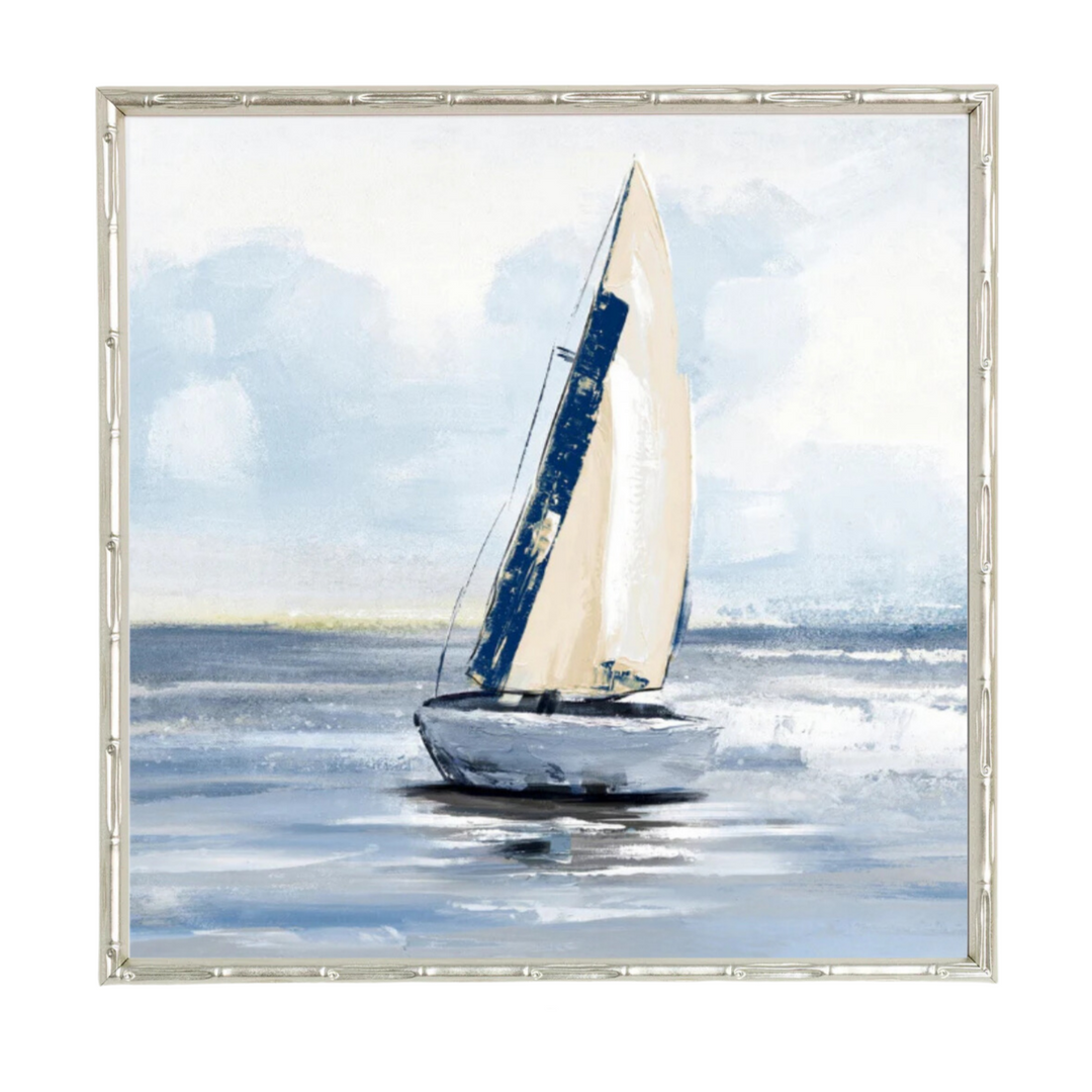 'Sailing Day 1' Small Canvas in Bamboo Champagne Frame