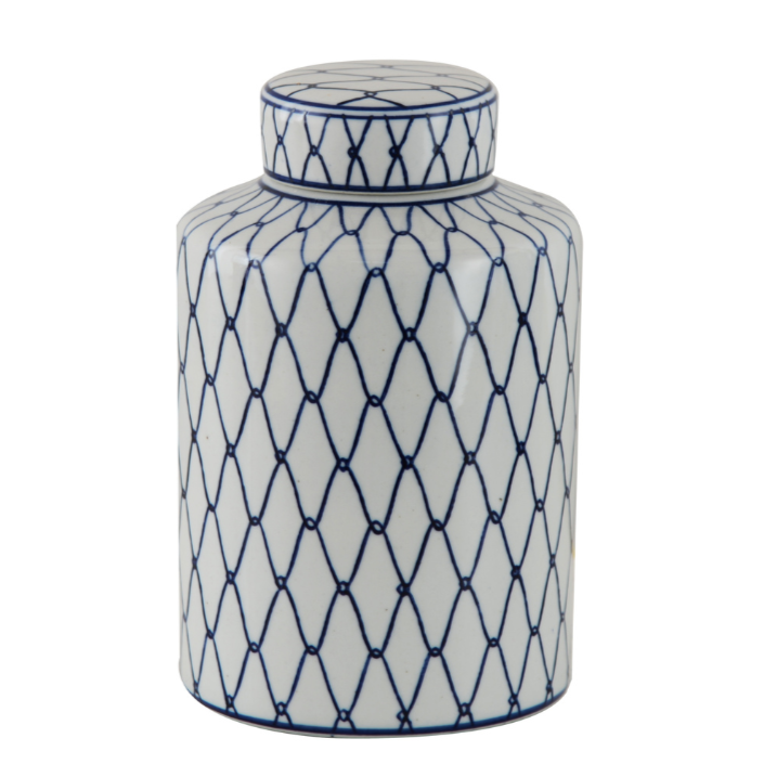 Diamond Blue And White Jar - 2 Sizes