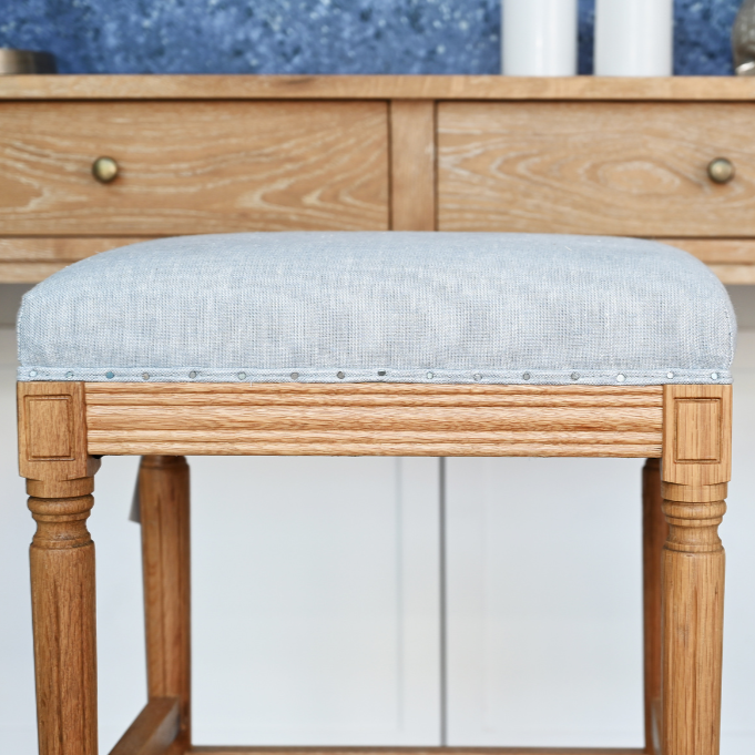 April Backless Stool With Padded Linen Seat