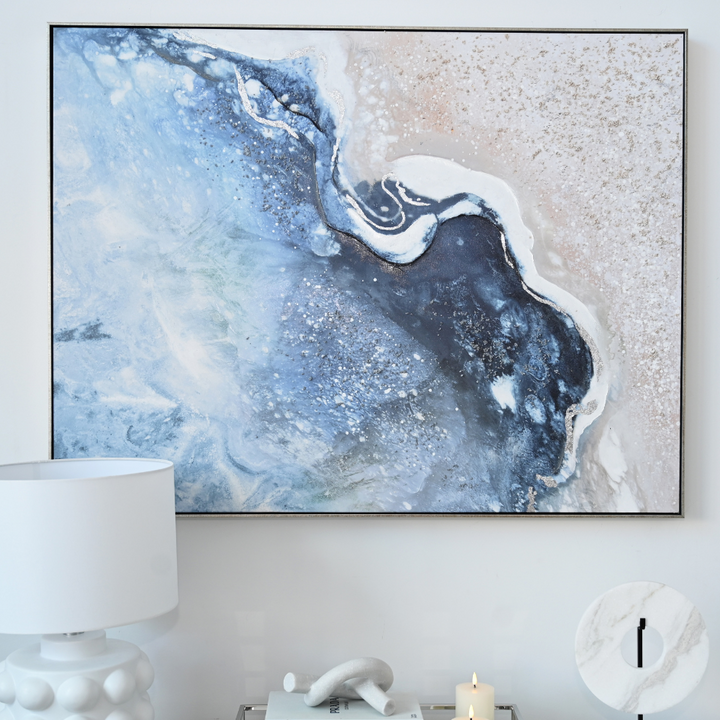 Wave Break Canvas In Antique Silver Frame