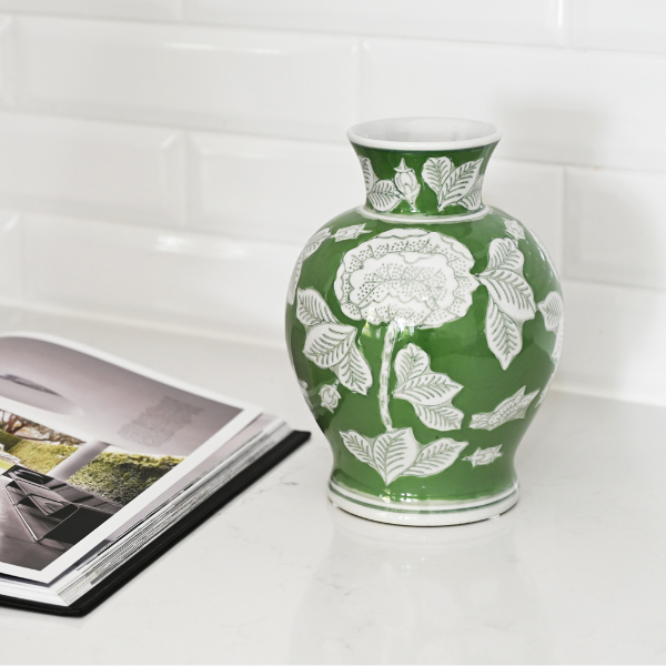 Hydrangea Green Ceramic Vase