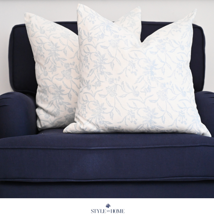 Boronia Block Print 60cm X 60cm Linen Cushion