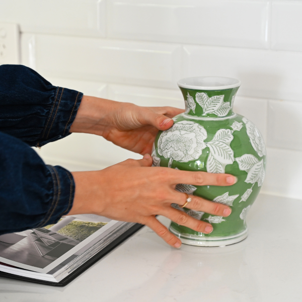 Hydrangea Green Ceramic Vase