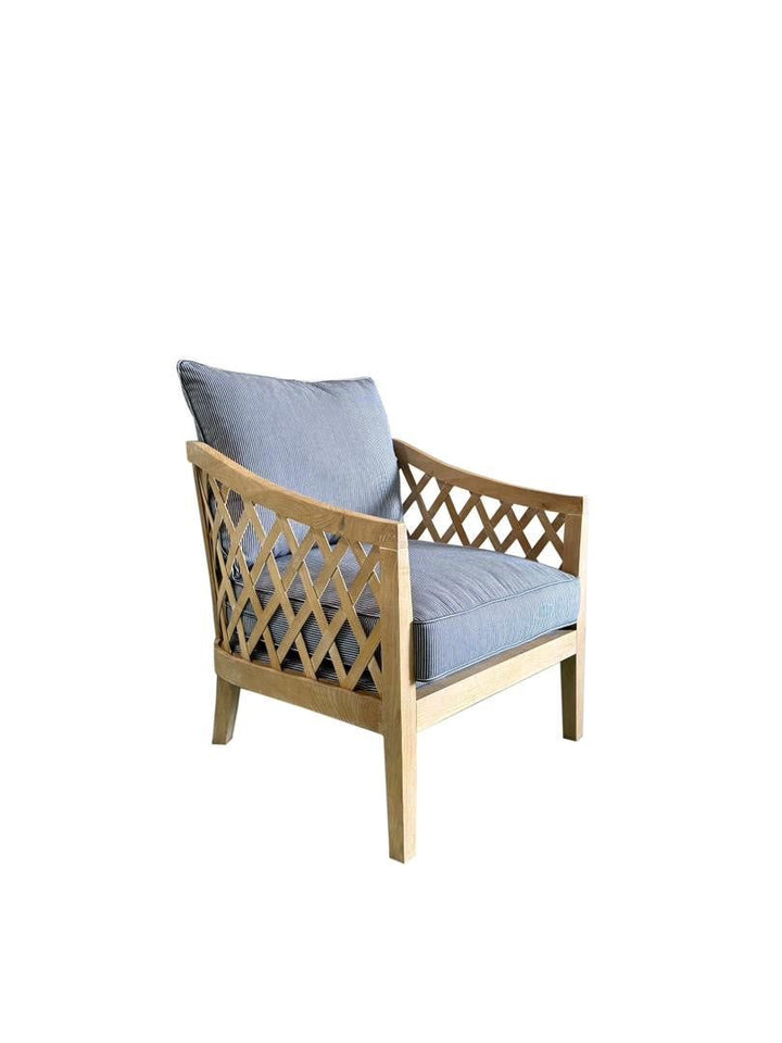 'Lattice'Oak And Linen Armchair