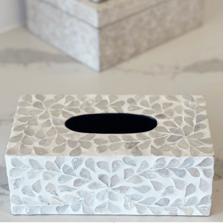 Vine Grey Mother Of Pearl Tissue Box Neutral