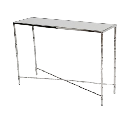 Bamboo Nickel Cross Bar Console Table